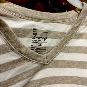 GAP Beige and White Striped Tee